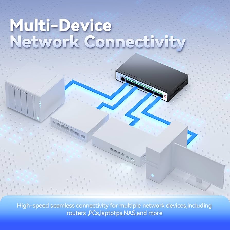 XikeStor 8 Port 10G SFP+ L3 Fiber Managed Switch, Multi